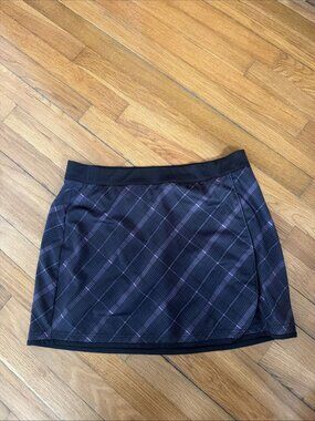 Tommy Armour Women's Black/Purple Plaid Golf Skort Dri-Logic Size L (P1)